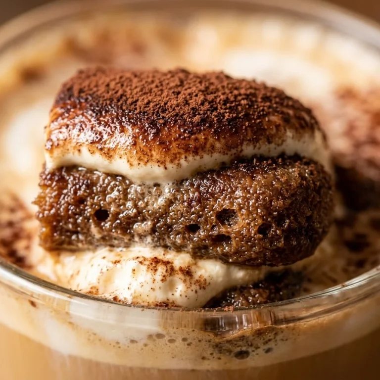 Delicious tiramisu latte with creamy layers and cocoa top