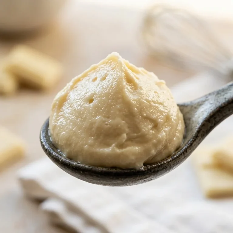Delicious white chocolate ganache drizzled over desserts