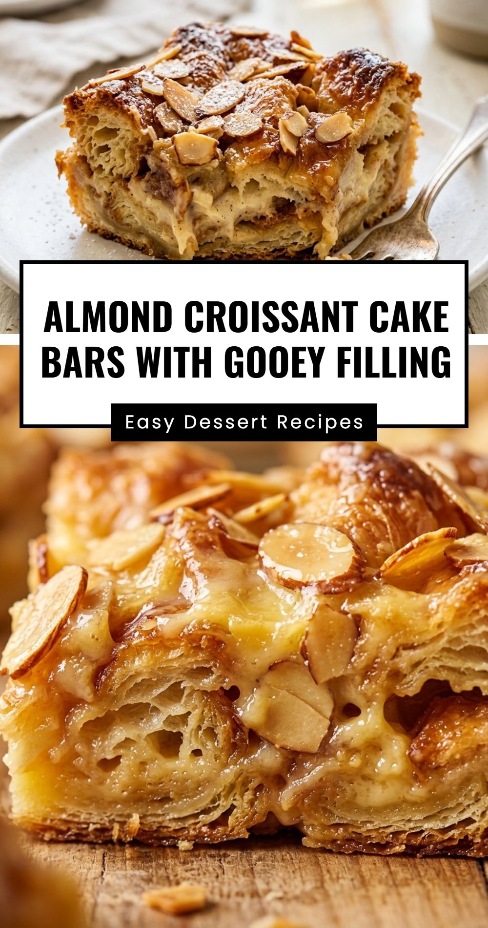 Almond Croissant Cake Bars Gooey Filling