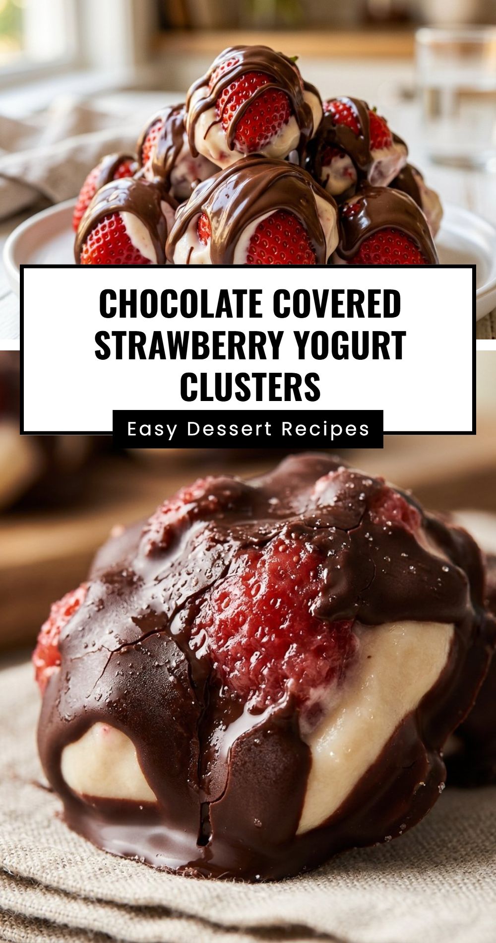 Chocolate Covered Strawberry Yogurt Clusters