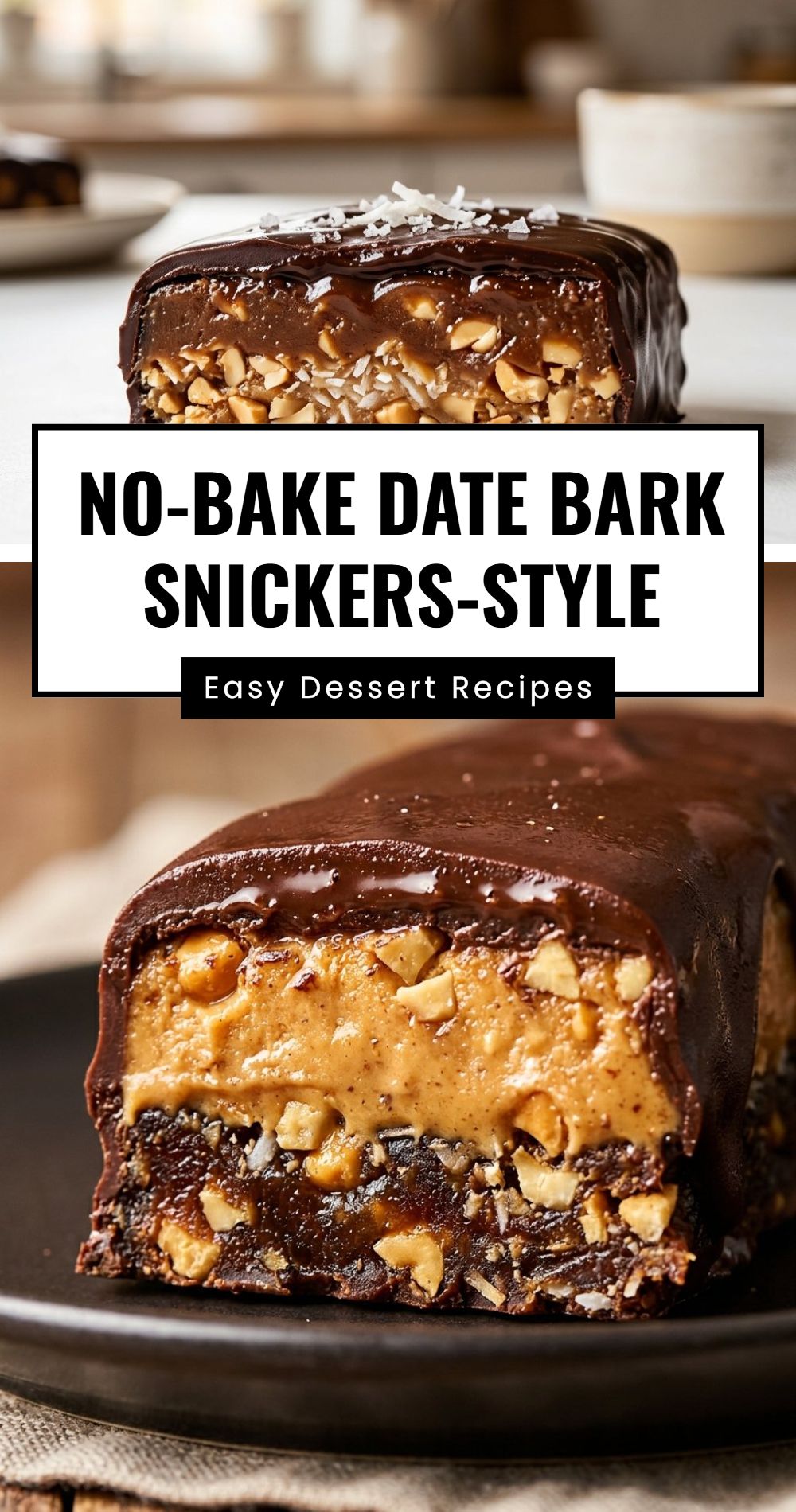 No Bake Date Bark Snickers Style