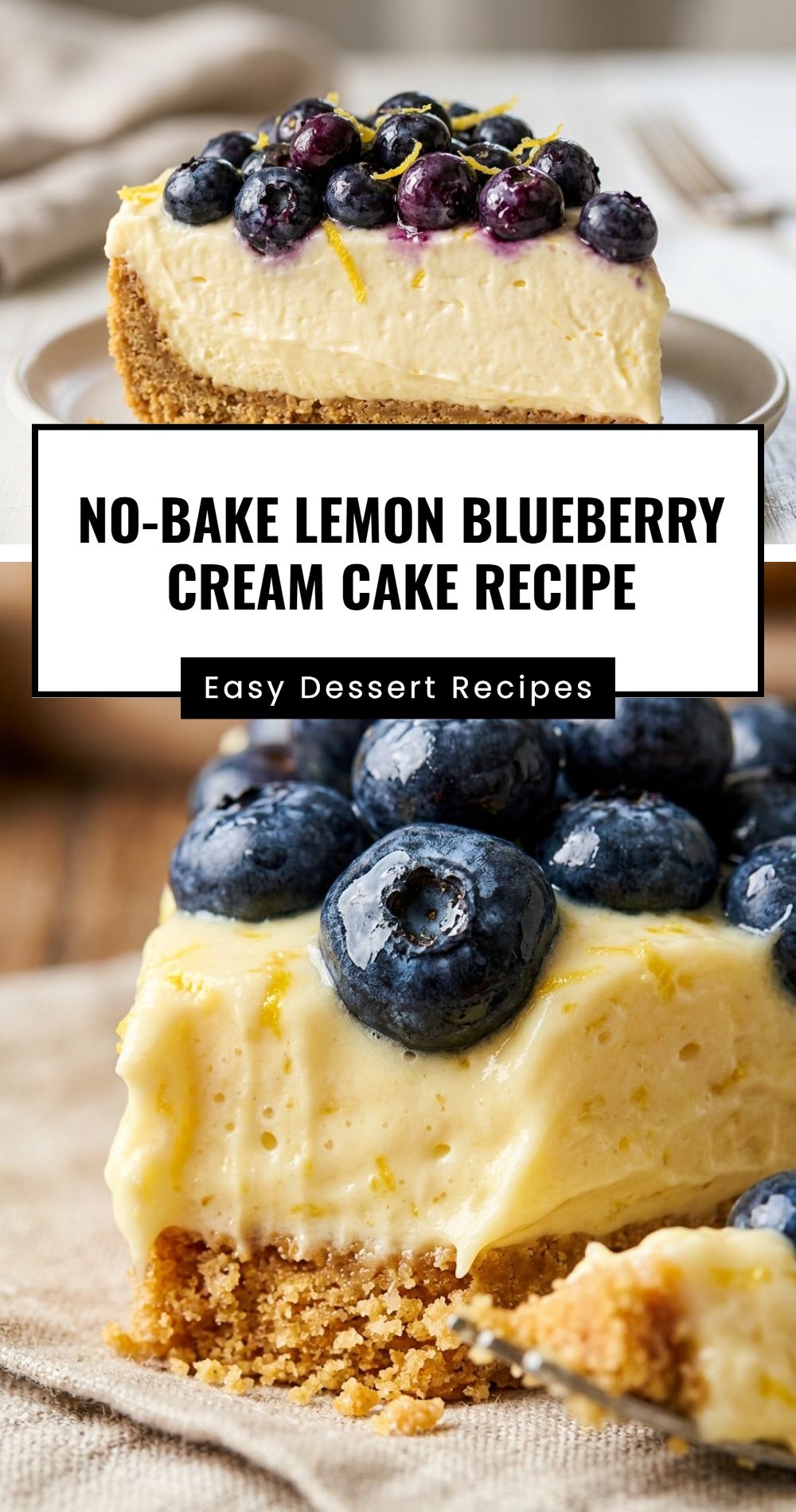 No Bake Lemon Blueberry Cream Cake Recipe