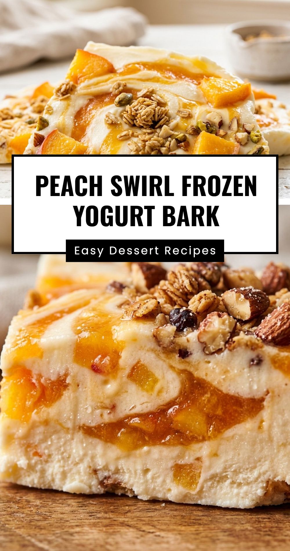 Peach Swirl Frozen Yogurt Bark