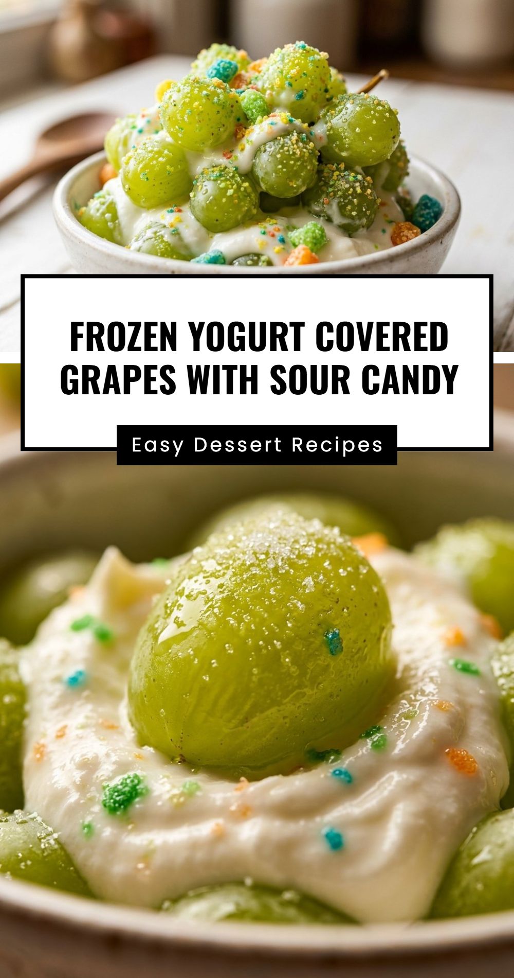 Frozen Yogurt Covered Grapes With Sour Candy