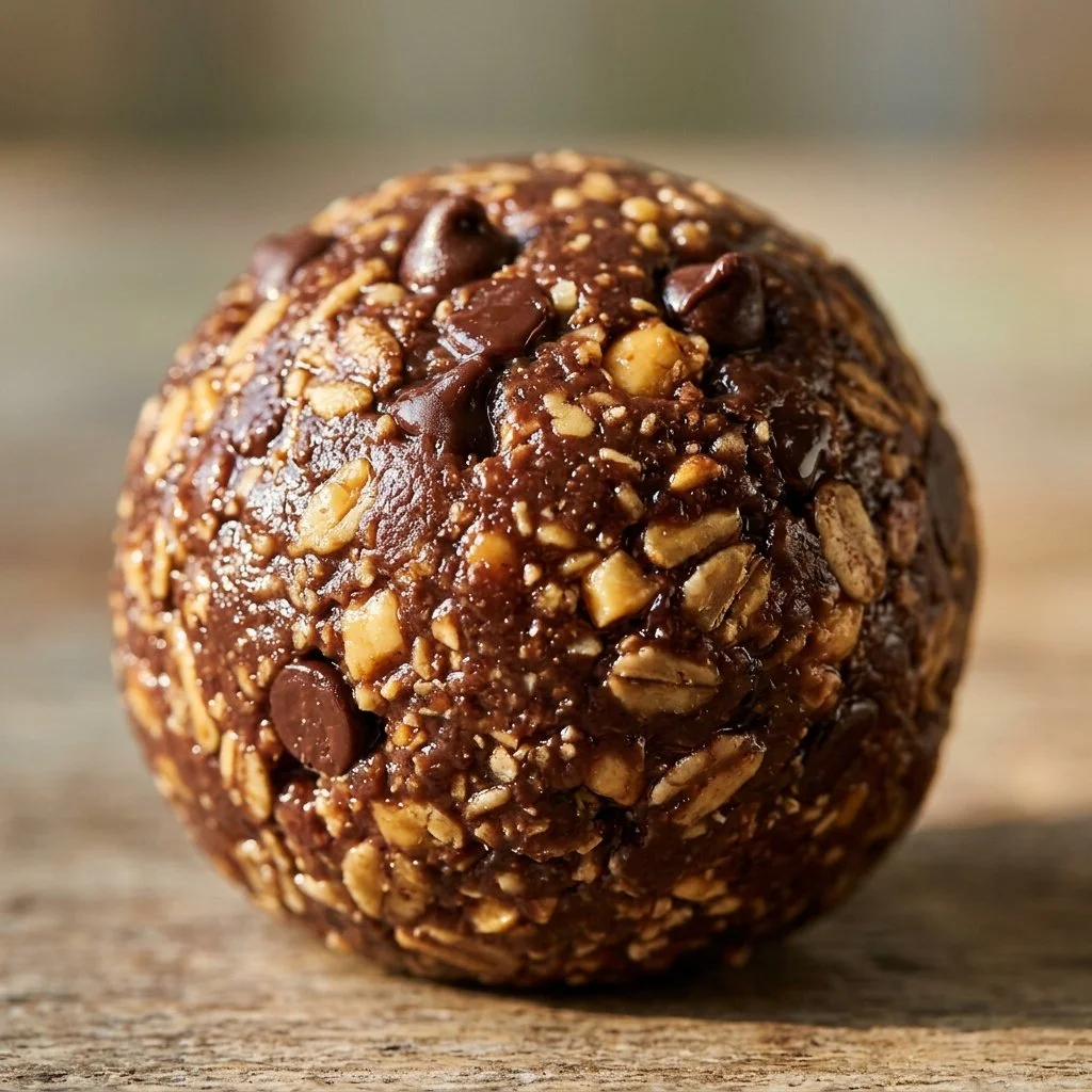 Chocolate peanut butter protein balls, healthy snack packed with protein.