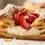Delicious cream cheese strawberry danishes on a plate ready to be enjoyed.