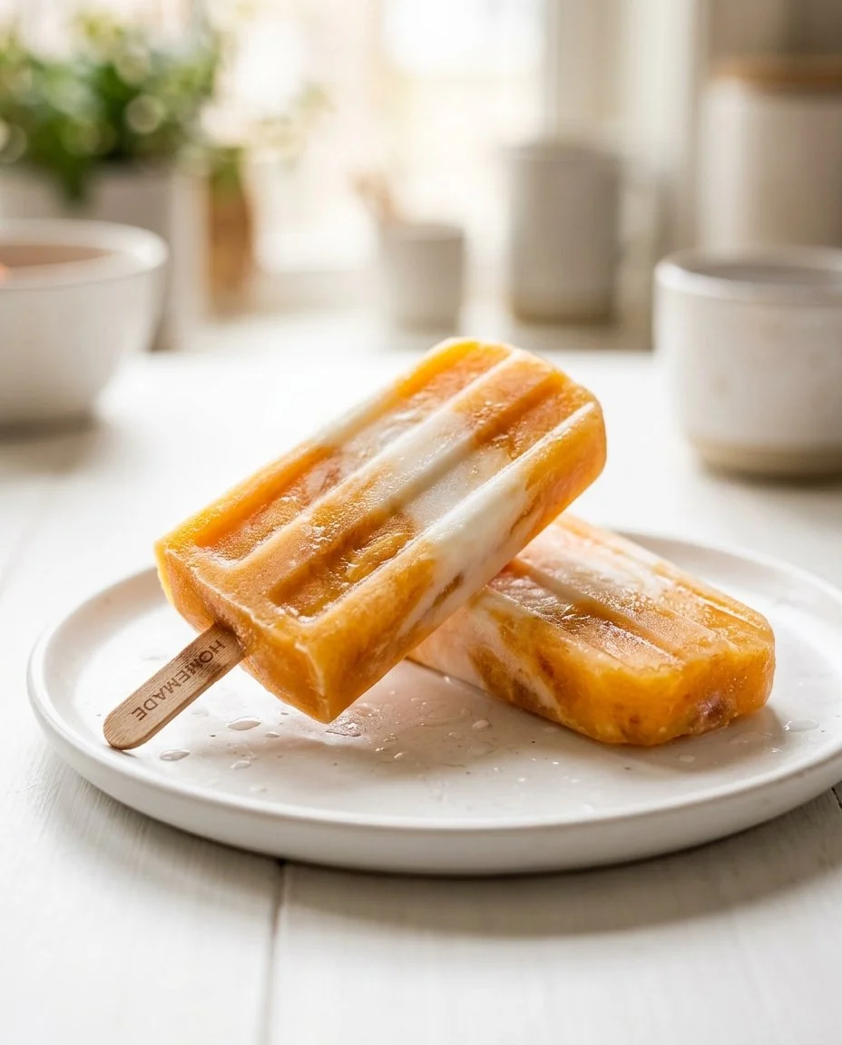 Creamy Coconut Peach Popsicles