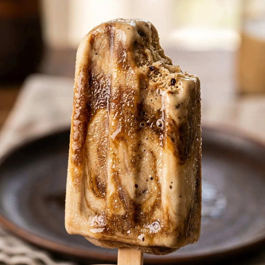 Delicious creamy coffee popsicles ready to be enjoyed on a sunny day.