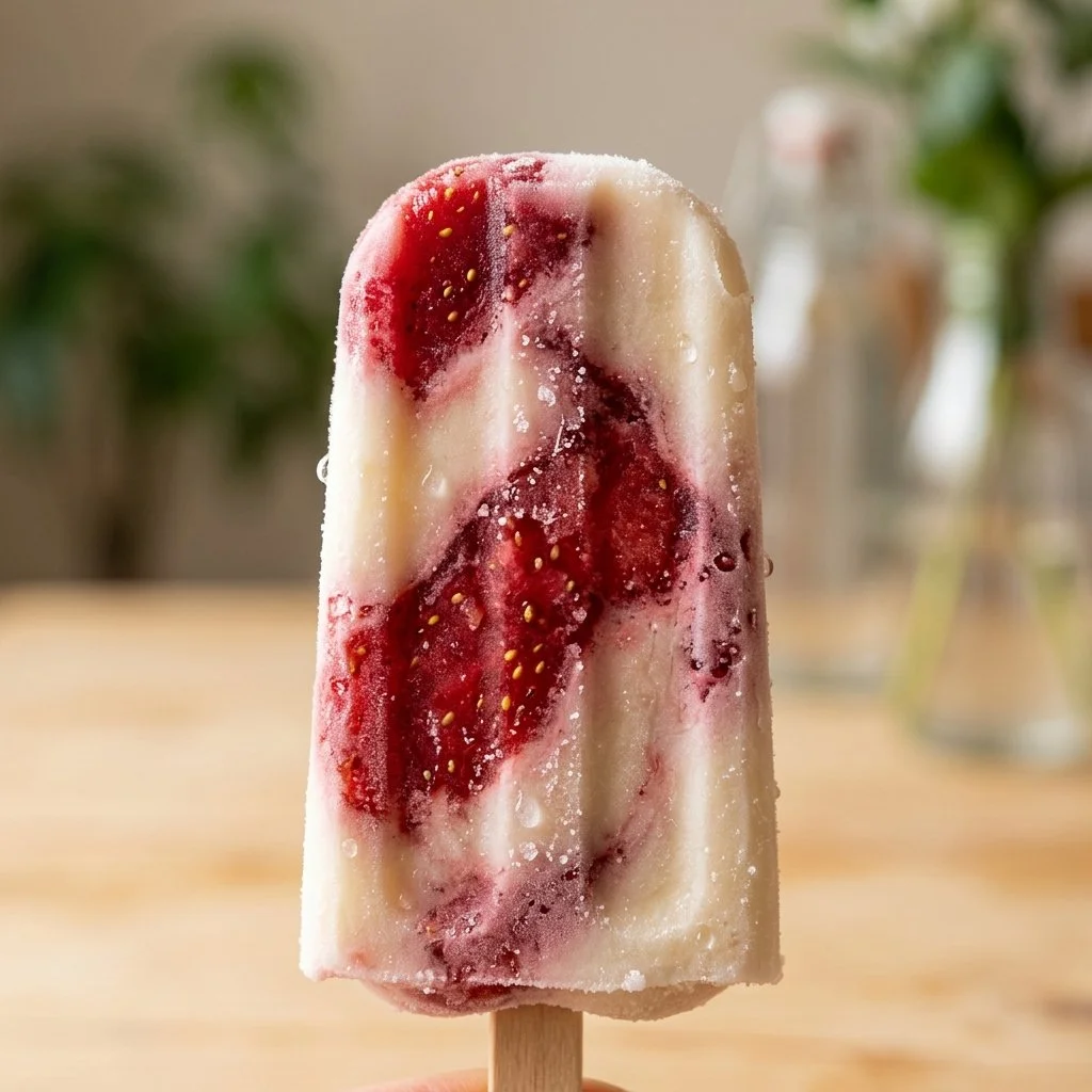 Creamy Strawberry Yogurt Popsicles