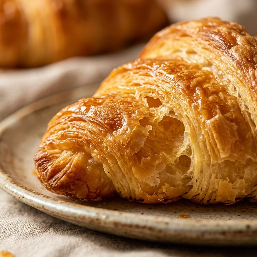 Crispy rice paper croissant showcasing innovative baking technique