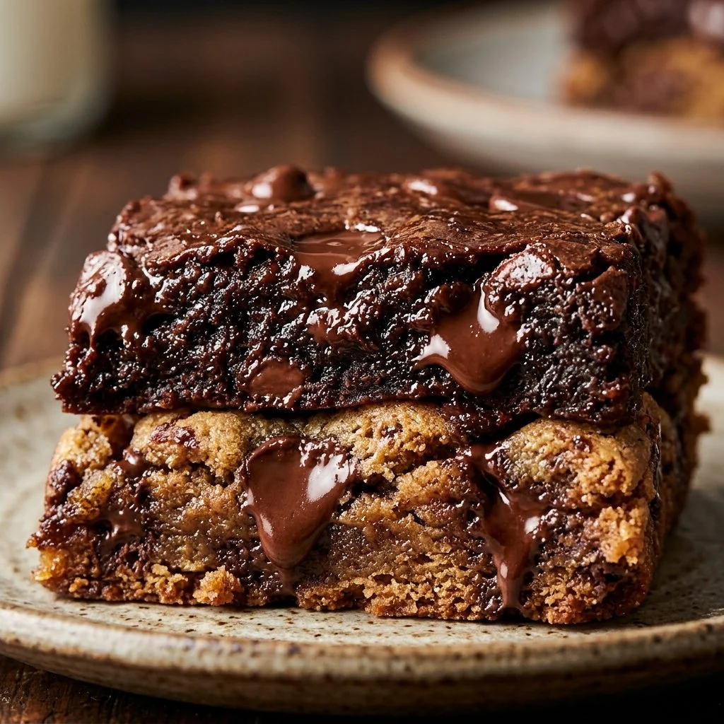 Delicious easy brookies combining rich brownies and soft cookies.