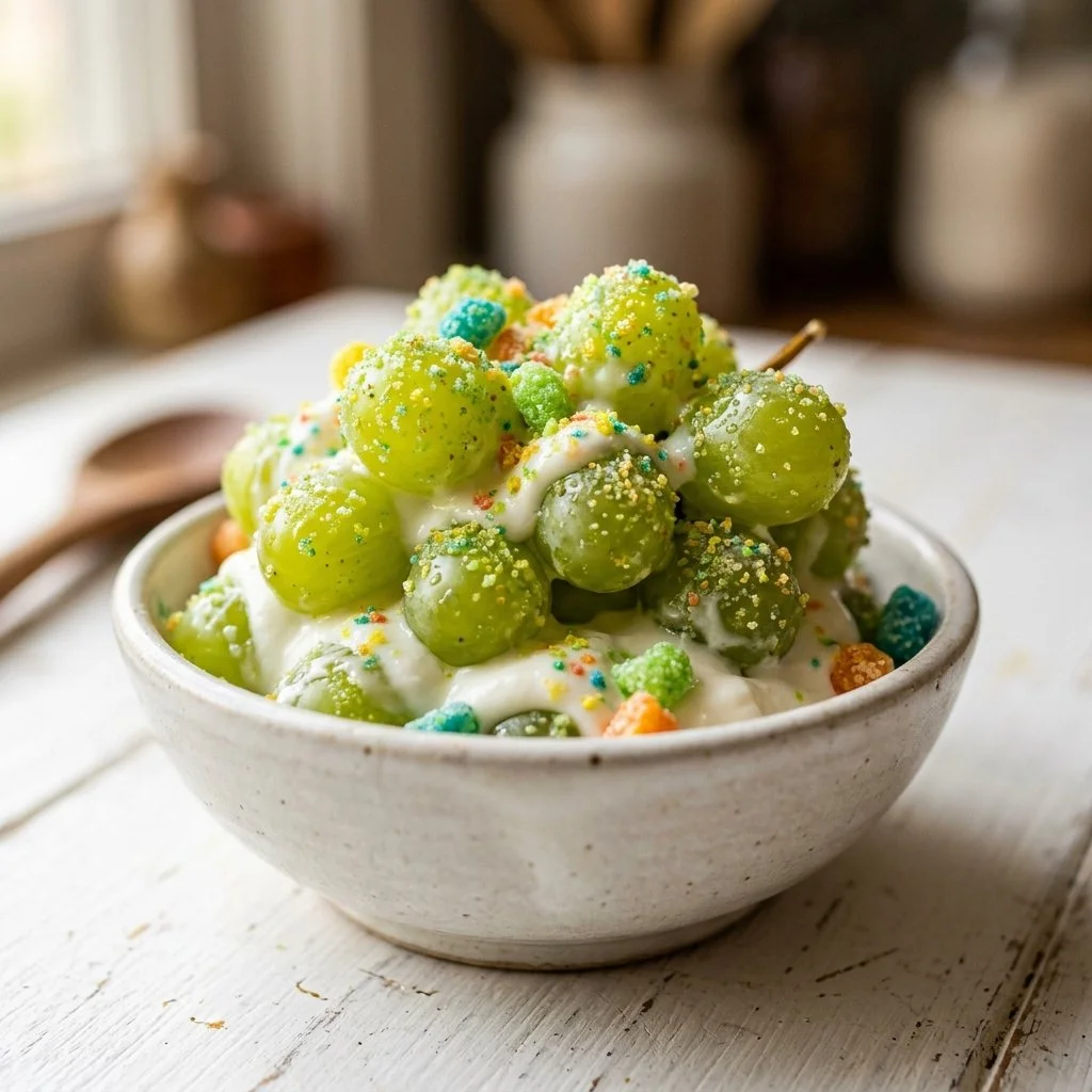 Frozen Yogurt Covered Grapes with Sour Candy