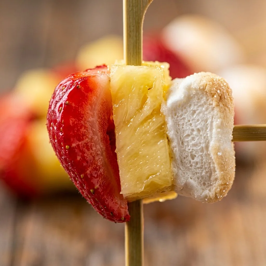 Colorful fruit skewers with marshmallows perfect for festive snacks