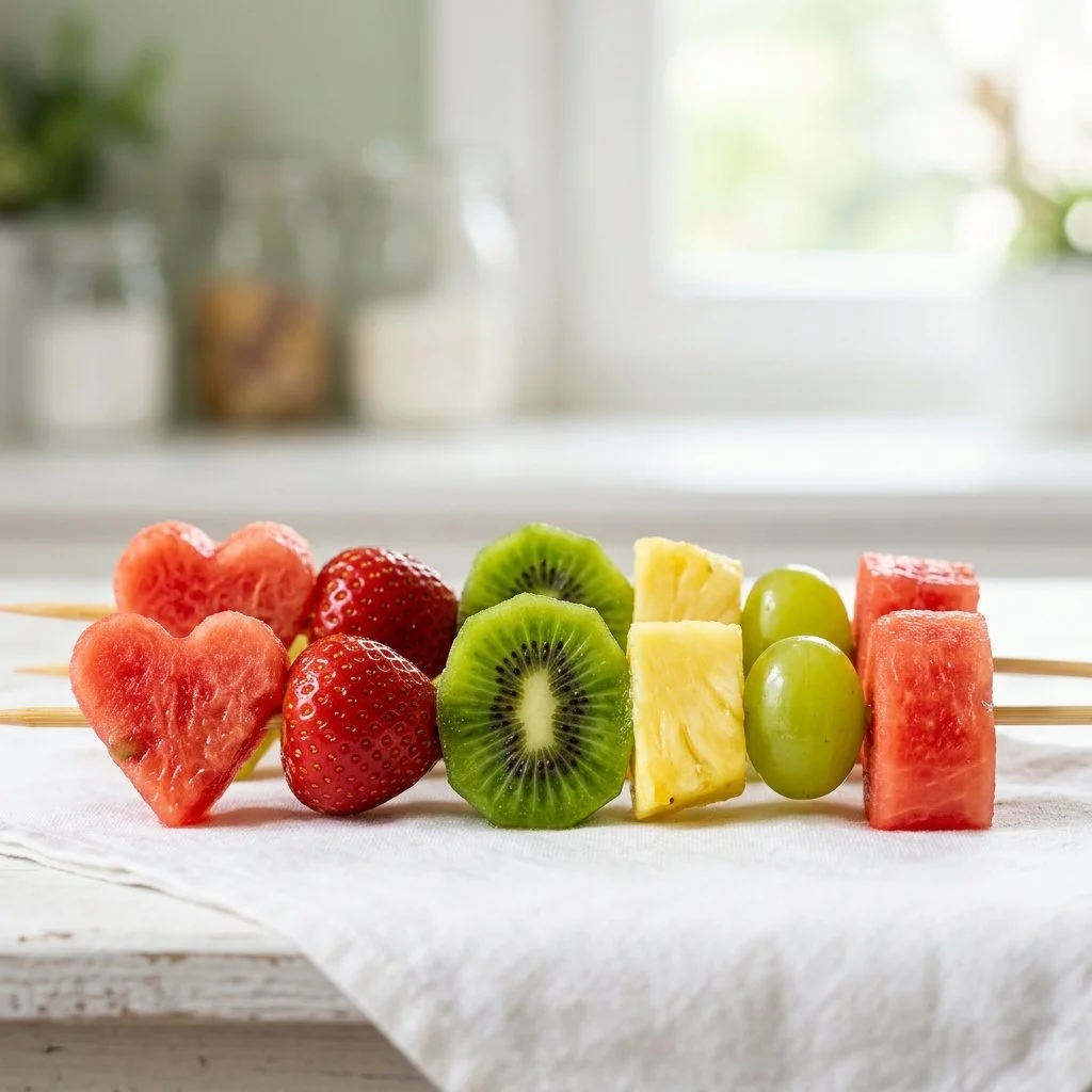 Fruit Kabobs with Cute Watermelon Shapes