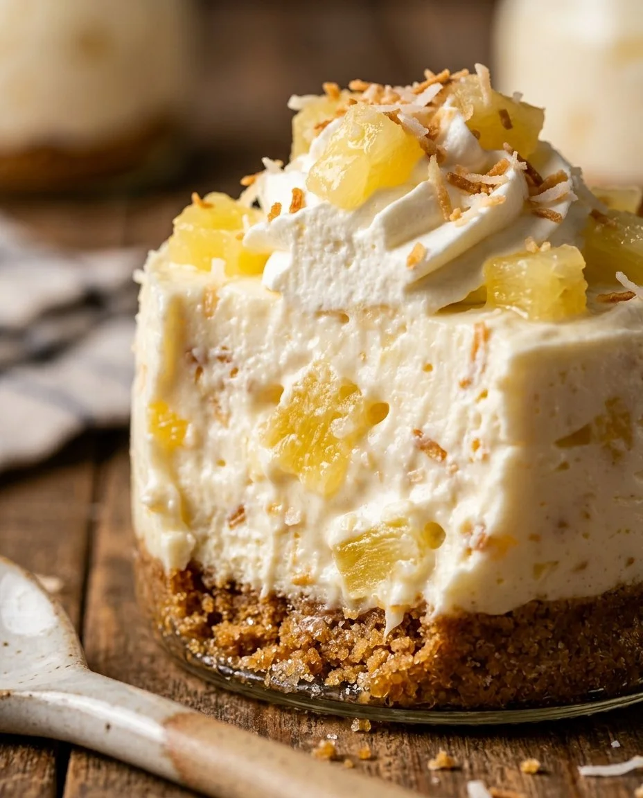 Hawaiian-style no-bake cheesecake jars with tropical toppings