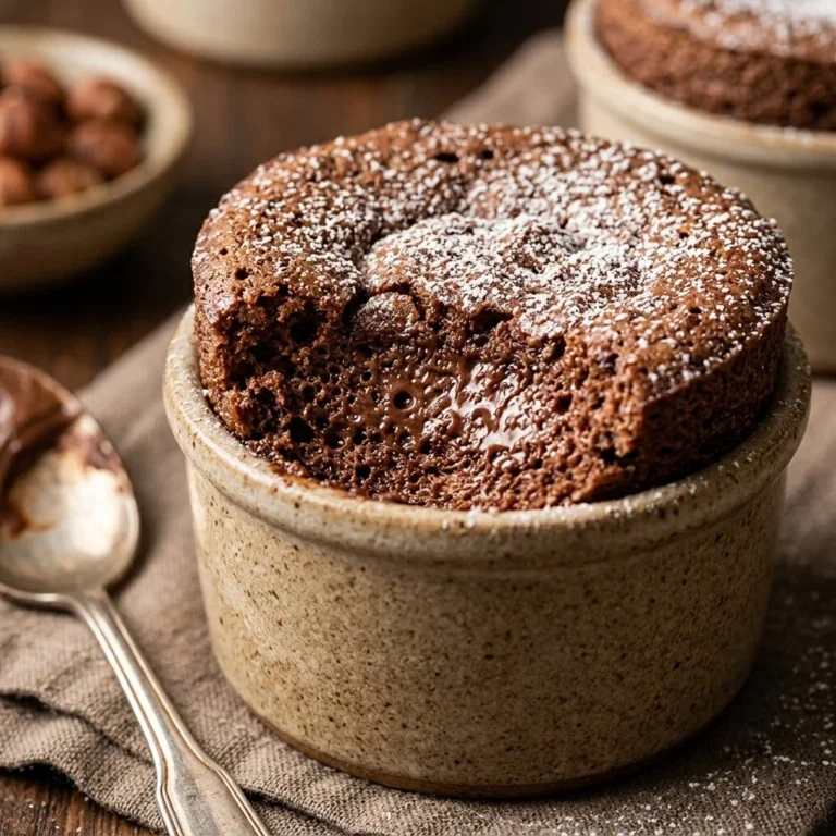 Delicious Nutella soufflé served in ramekins