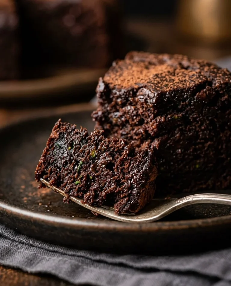 Delicious low carb chocolate zucchini cake served on a plate