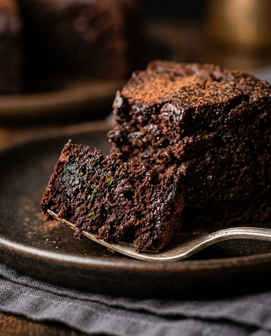 Delicious low carb chocolate zucchini cake served on a plate