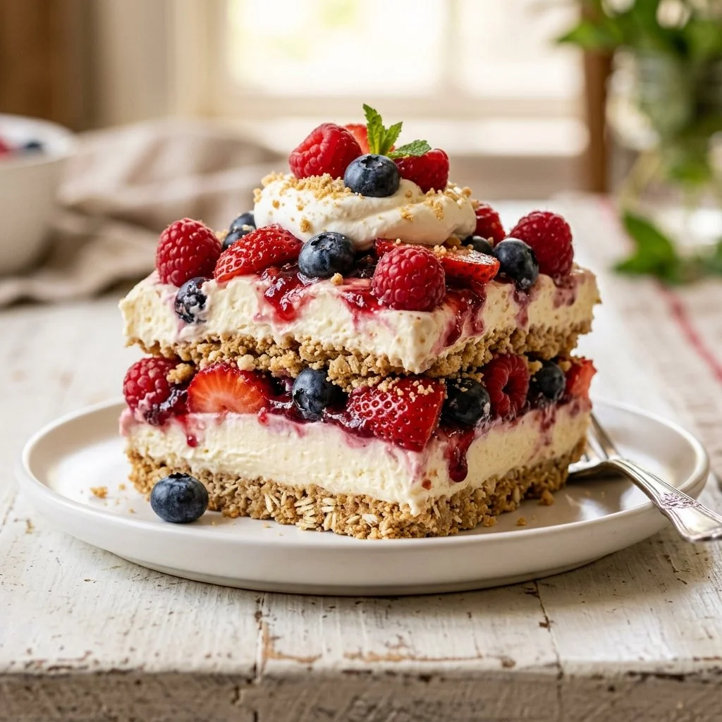 No-Bake Berry Lasagna with Summer Berries