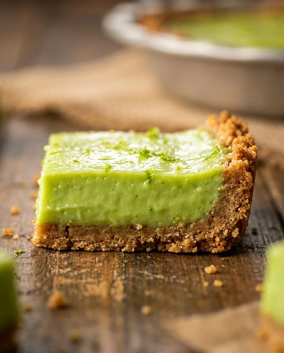 Delicious No-Bake Key Lime Pie Bars served on a plate with lime garnish.