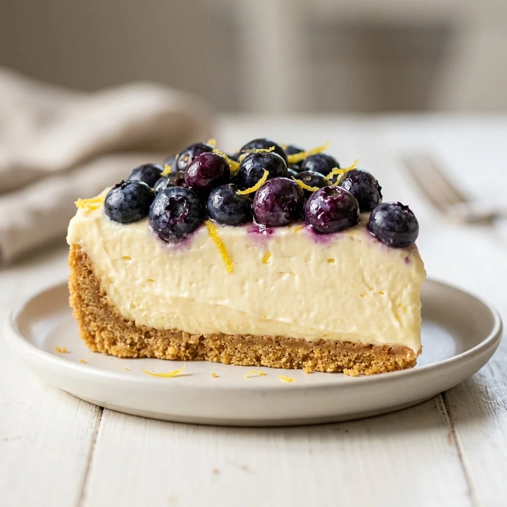 No-Bake Lemon Blueberry Cream Cake Recipe
