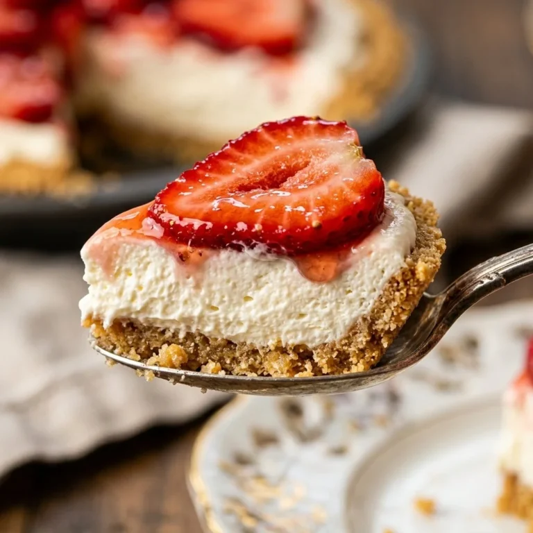 No-bake strawberry cream pie topped with fresh strawberries and whipped cream
