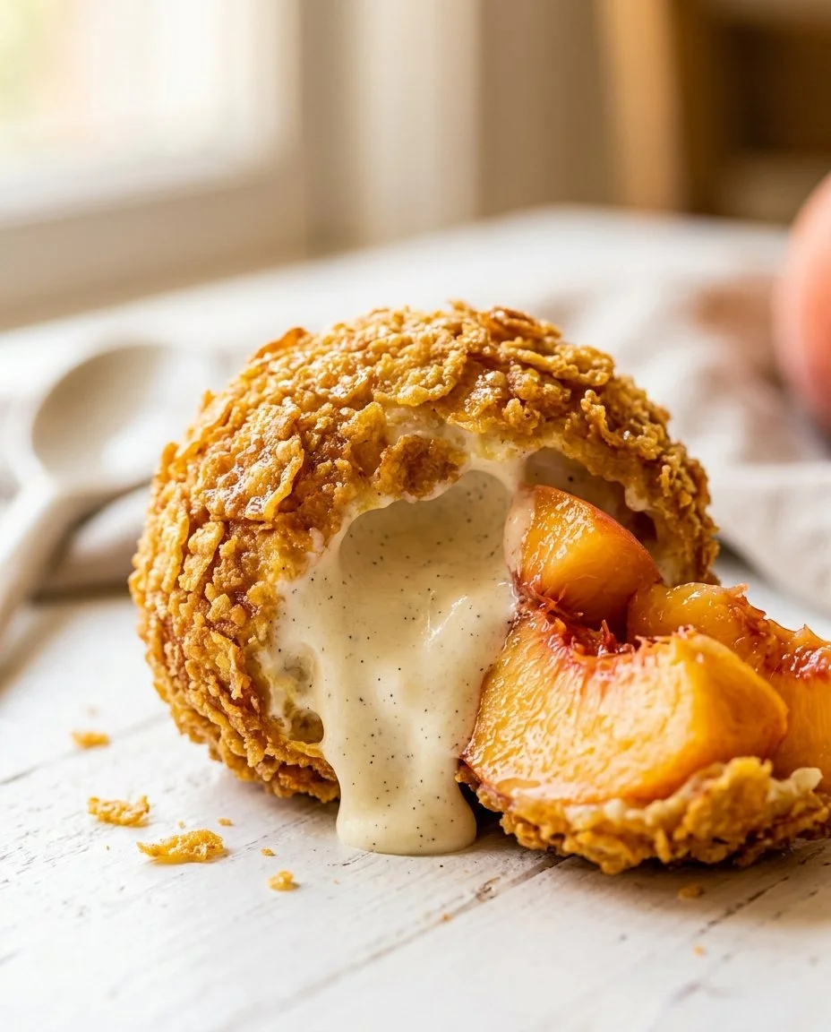 Peach Fried Ice Cream Recipe