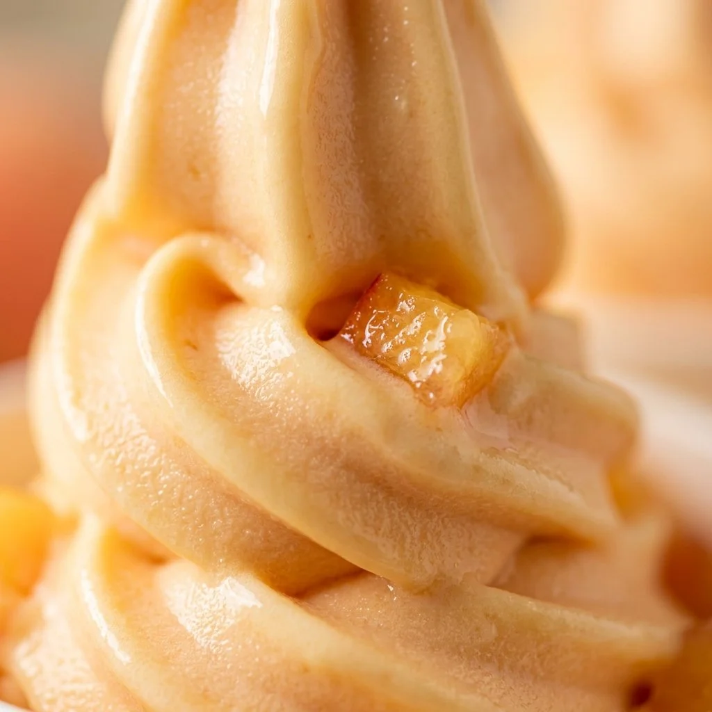 Aesthetic peach frozen yogurt cups beautifully served with fruit toppings.