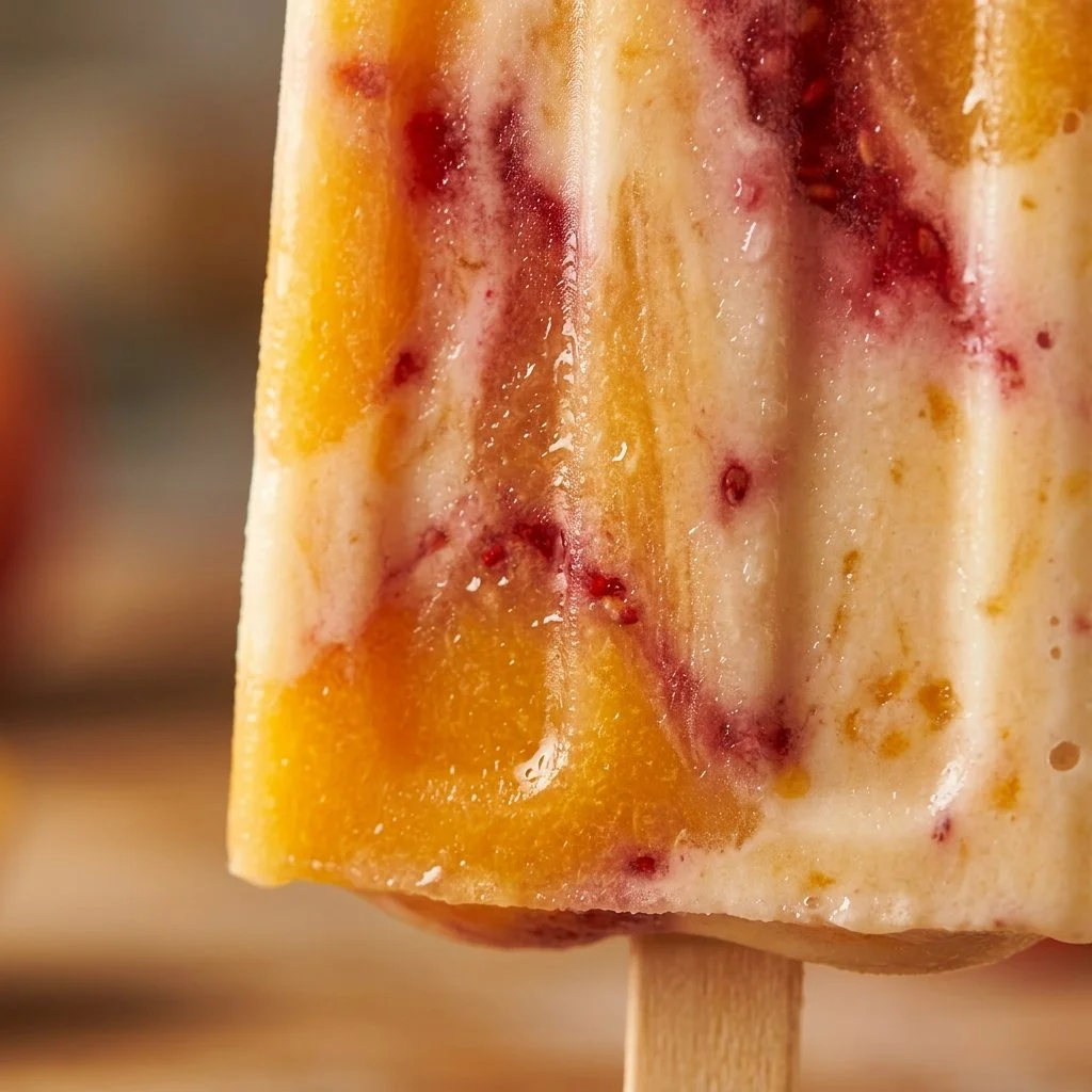 Delicious Peach Melba Ice Pops made with peaches and raspberries
