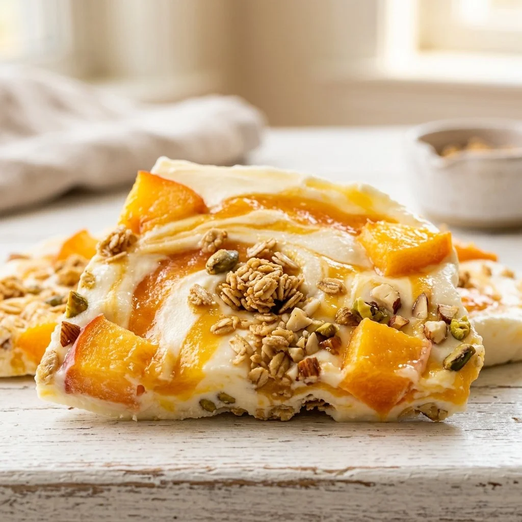 Peach Swirl Frozen Yogurt Bark