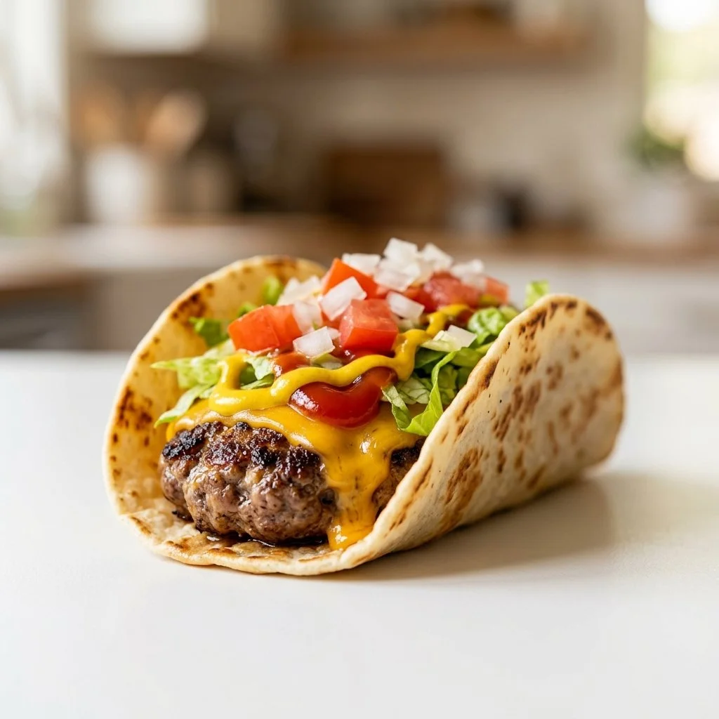 Smash Burger Tacos with Caramel Dessert