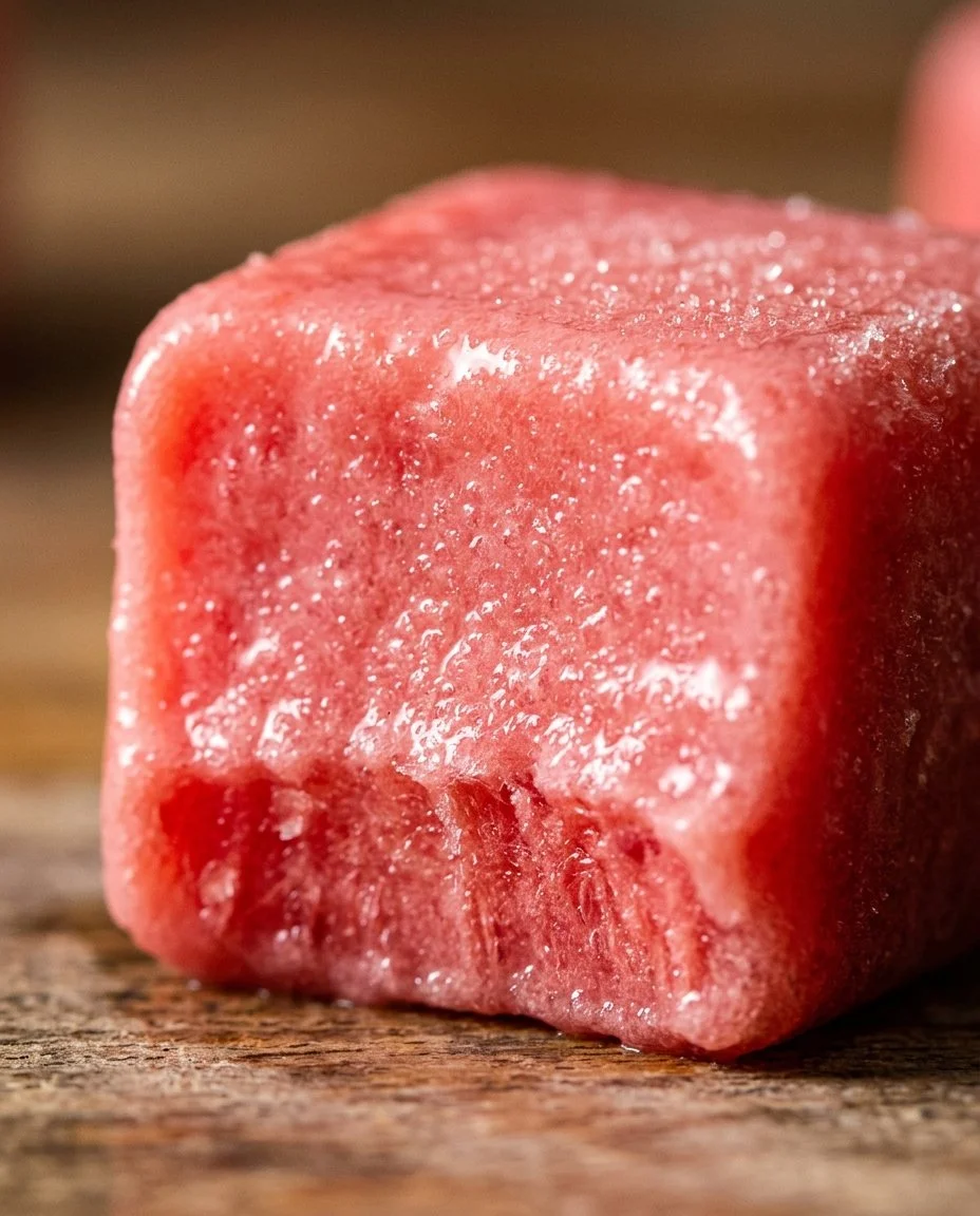 Delicious watermelon frozen yogurt bites served in a bowl.