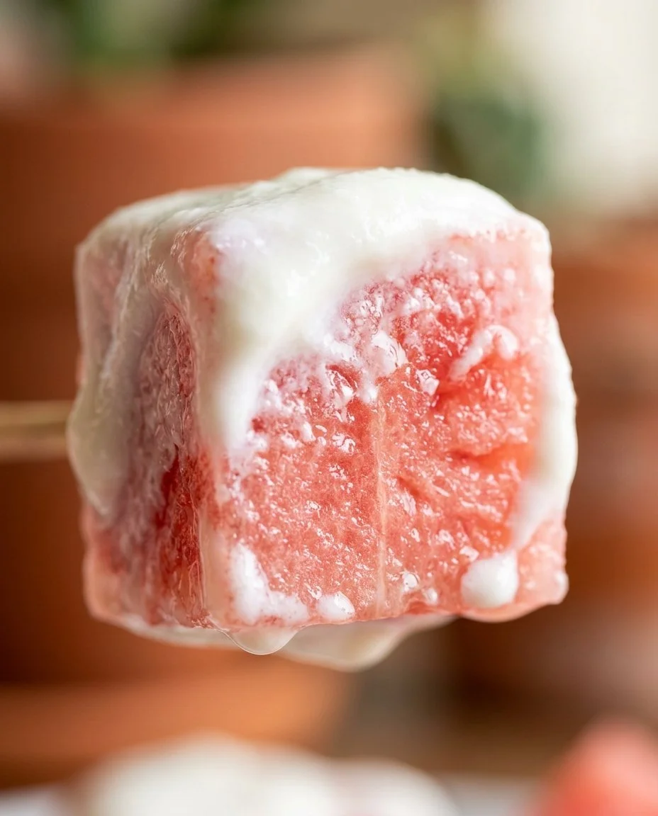 Delicious watermelon frozen yogurt bites served on a plate
