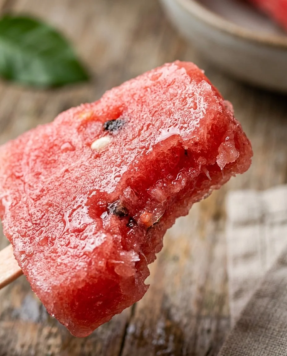 Homemade watermelon ice pops on a sunny day