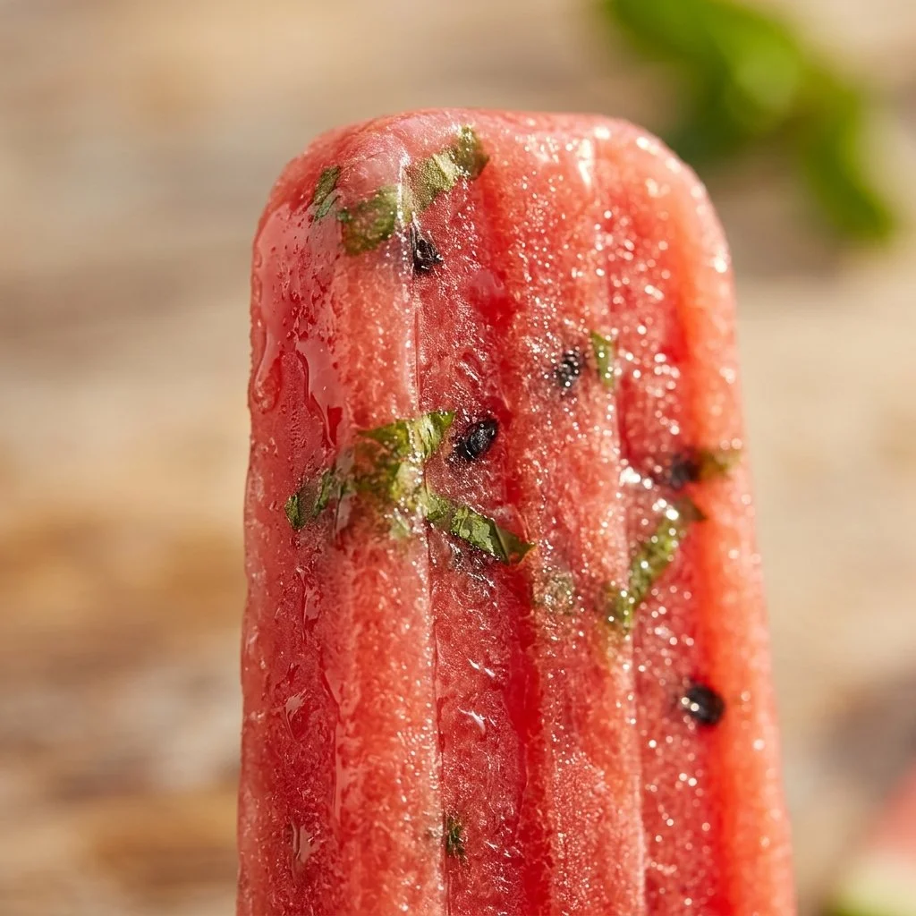 Homemade watermelon popsicle on a sunny day, perfect summer treat